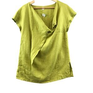 Linenbee Linen Top Women's Small Casual Green